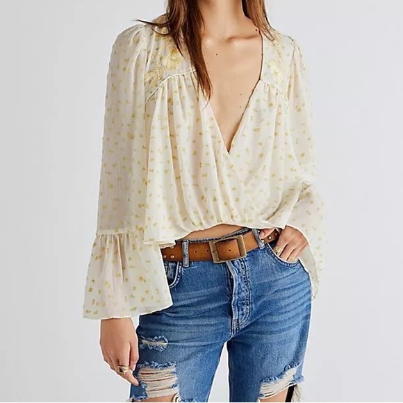 Free People Tops - NWOT Free People Floral Embroidered Daydream Believer Blouse Antique Combo